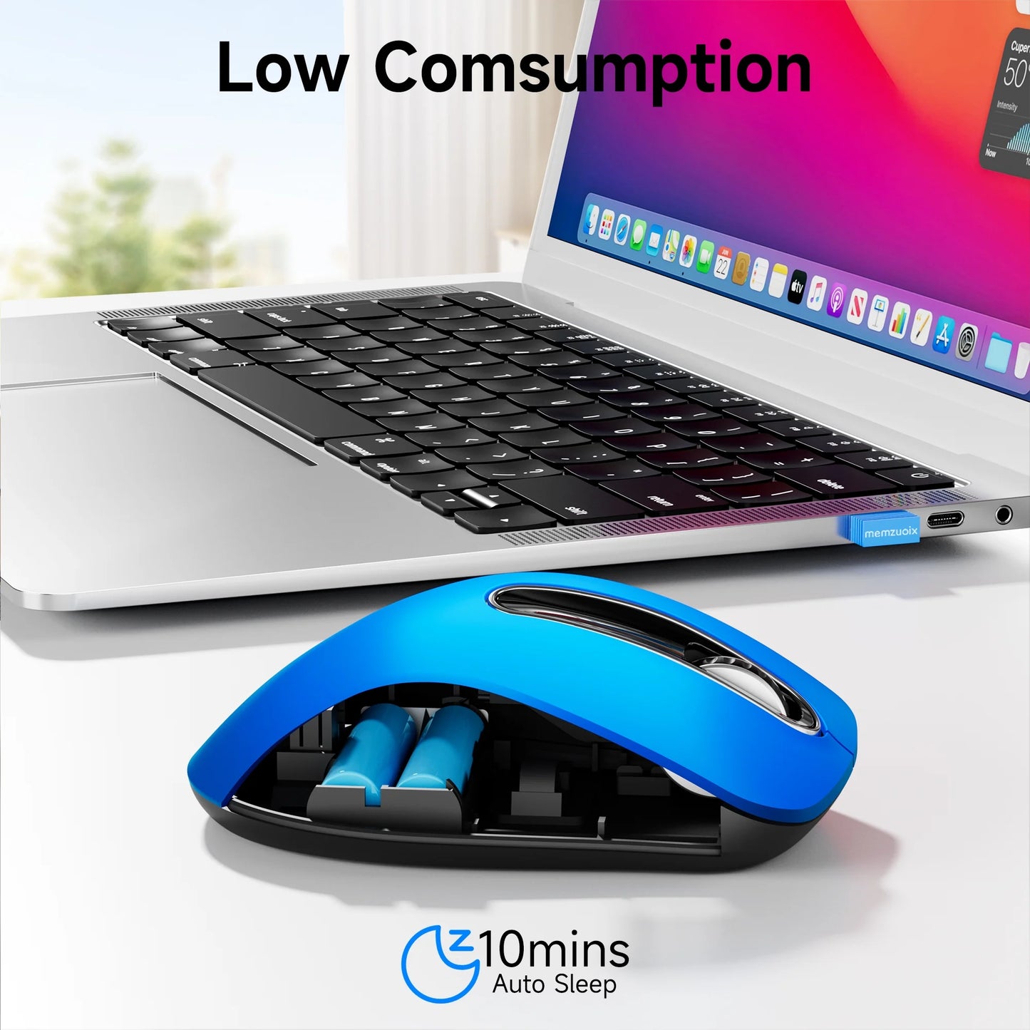 Wireless Mouse, 2.4Ghz with USB Receiver, 1200 DPI Optical Tracking, 5 Buttons,Ambidextrous Pc/Mac/Laptop -Blue