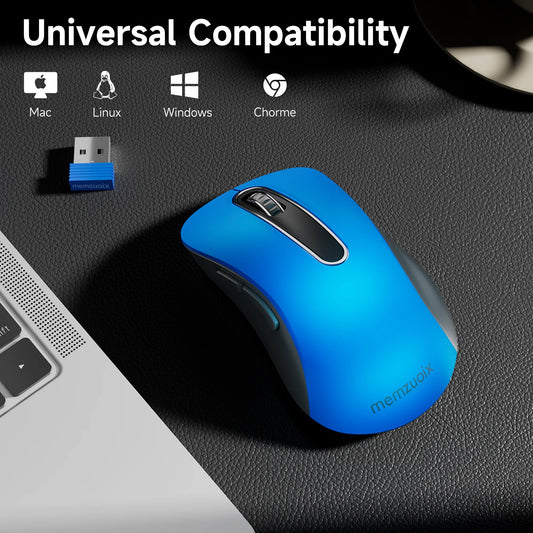 Wireless Mouse, 2.4Ghz with USB Receiver, 1200 DPI Optical Tracking, 5 Buttons,Ambidextrous Pc/Mac/Laptop -Blue