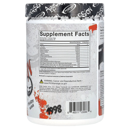 Superpump Aggression Pre-Workout, Mayhem Mango, 450 G