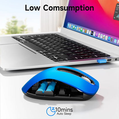 Wireless Mouse, 2.4Ghz with USB Receiver, 1200 DPI Optical Tracking, 5 Buttons,Ambidextrous Pc/Mac/Laptop -Blue