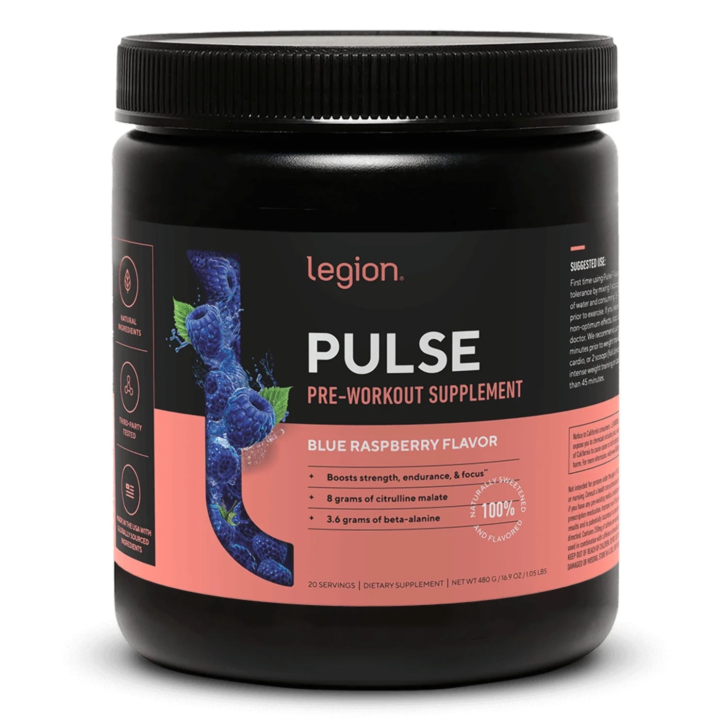 Pulse Pre-Workout Supplement Naturally Sweetened and Flavored